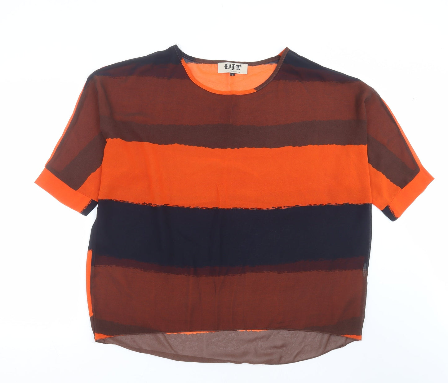 DJT Womens Orange Striped  Basic Blouse Size M