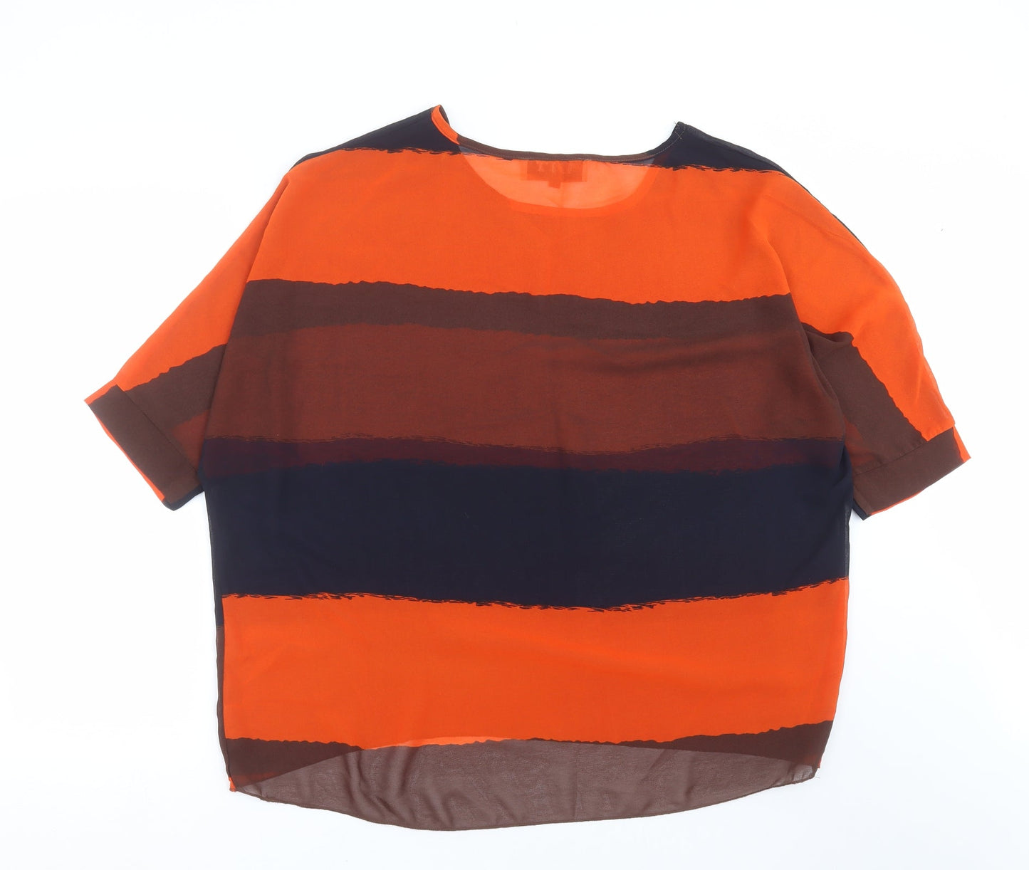 DJT Womens Orange Striped  Basic Blouse Size M