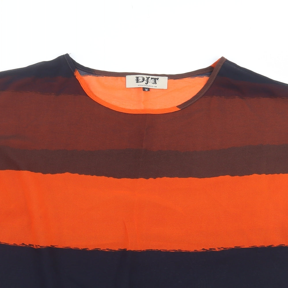 DJT Womens Orange Striped  Basic Blouse Size M