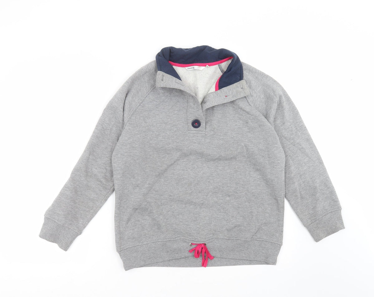 Additional front view of Amoretti women’s grey pullover sweatshirt, size M