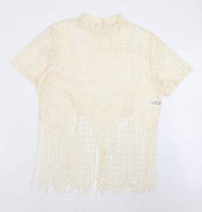 SheIn Womens Beige Paisley  Basic Blouse Size XL  - fringe detail