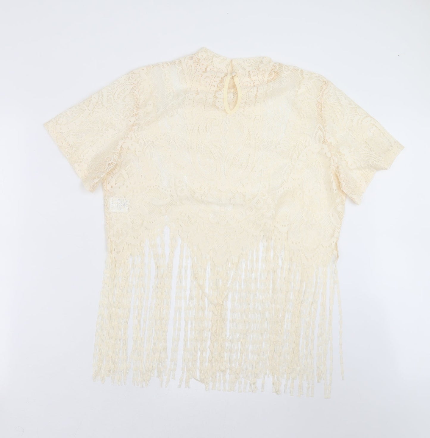 SheIn Womens Beige Paisley  Basic Blouse Size XL  - fringe detail