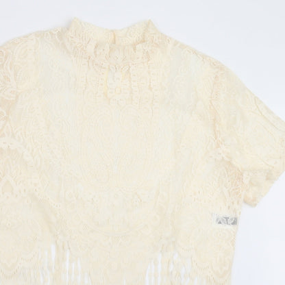 SheIn Womens Beige Paisley  Basic Blouse Size XL  - fringe detail