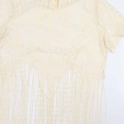 SheIn Womens Beige Paisley  Basic Blouse Size XL  - fringe detail