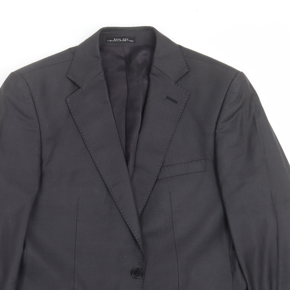 ZARA Man Mens Grey Herringbone  Jacket Suit Jacket Size 38