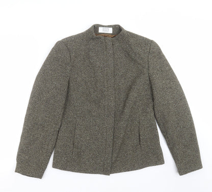 Additional front view of look again women’s green jacket, size UK 12