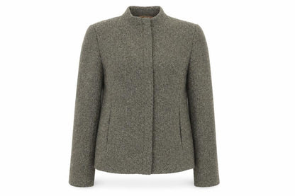 Front view of look again women’s green jacket, size UK 12
