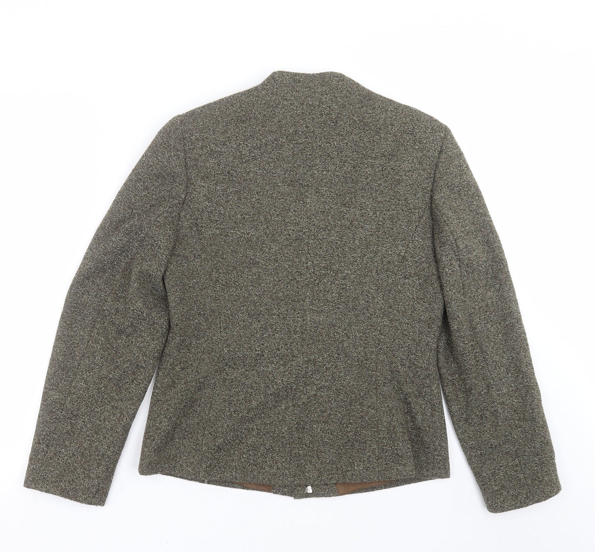 Back view of look again women’s green jacket, size UK 12