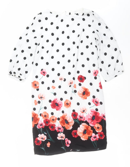 Preworn Womens White Polka Dot  Shift  Size 10