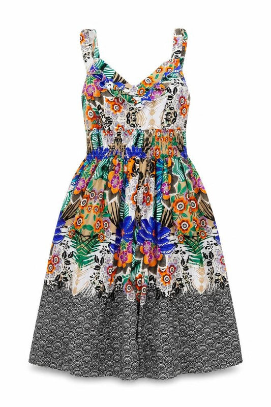 Front view of Pistachio women’s multicoloured floral a-line, size S