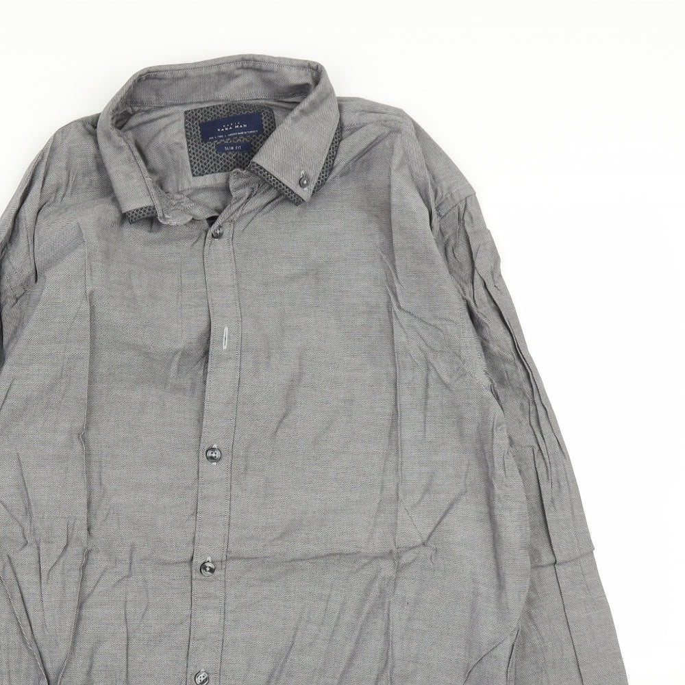 Zara Mens Grey    Button-Up Size L
