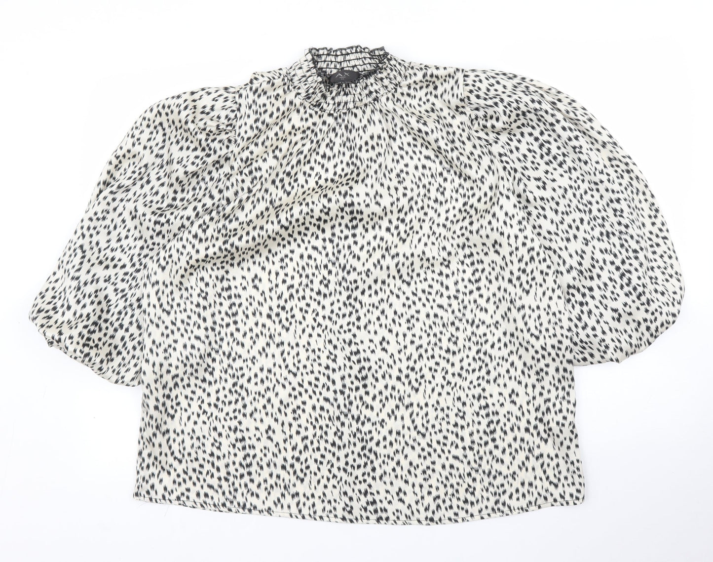 AX Womens Beige Animal Print  Basic Blouse Size 14  - Leopard print