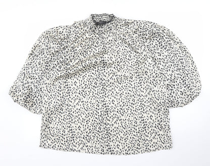AX Womens Beige Animal Print  Basic Blouse Size 14  - Leopard print