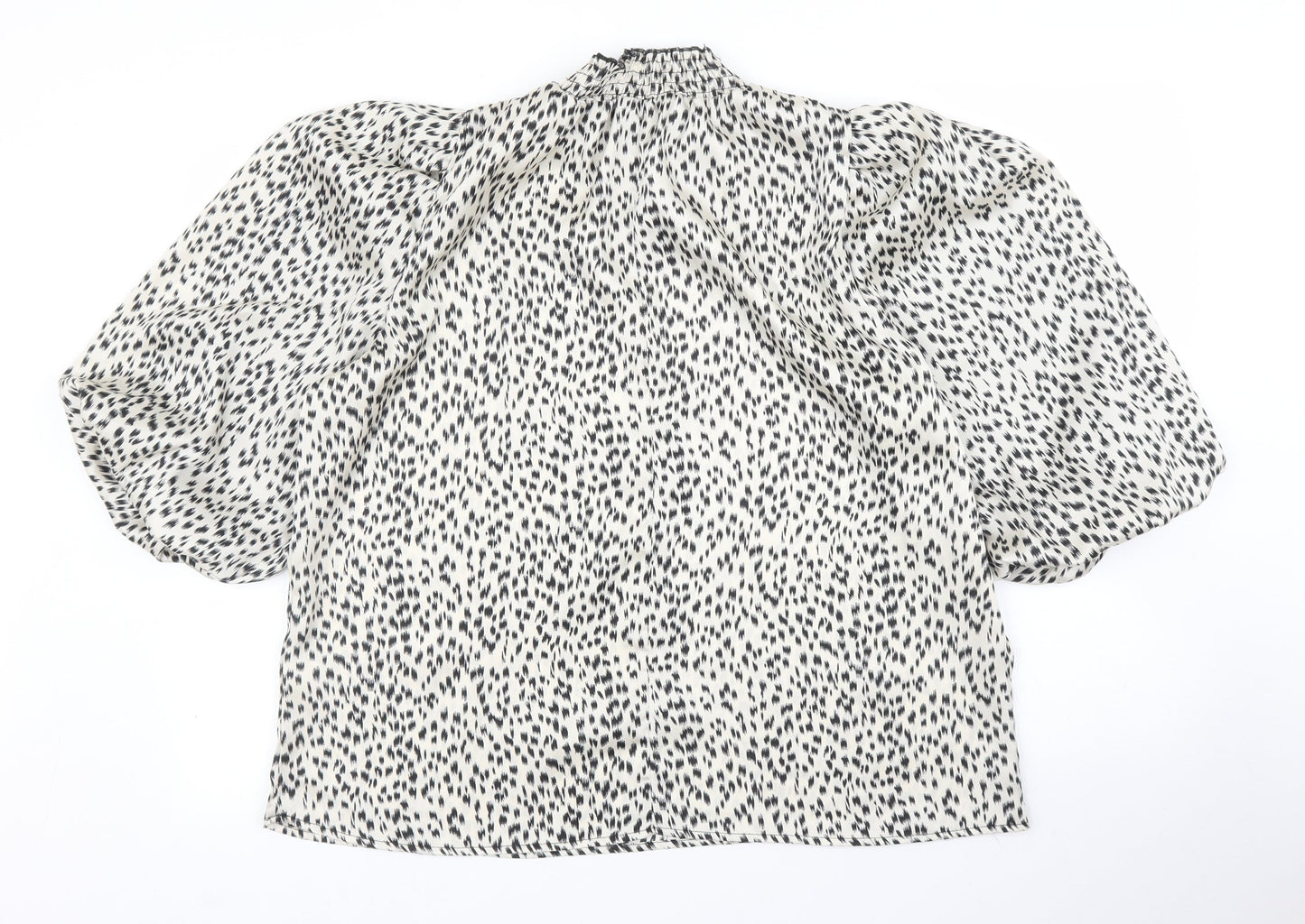 AX Womens Beige Animal Print  Basic Blouse Size 14  - Leopard print