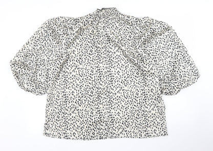 AX Womens Beige Animal Print  Basic Blouse Size 14  - Leopard print