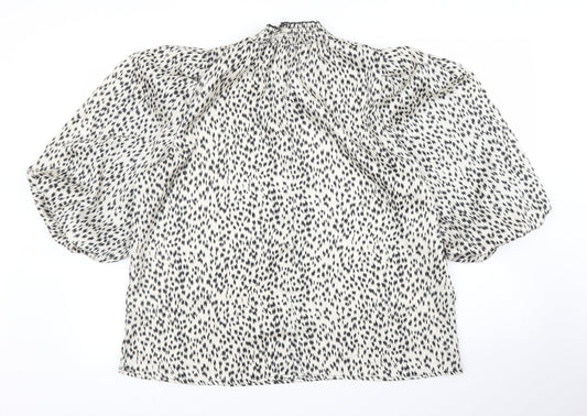 AX Womens Beige Animal Print  Basic Blouse Size 14  - Leopard print