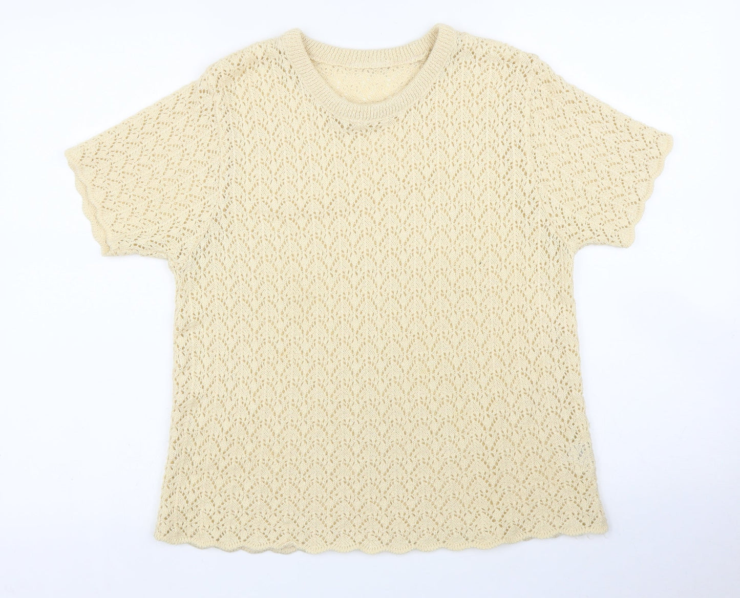 Womens UK Size L Preworn Beige Basic T-Shirt