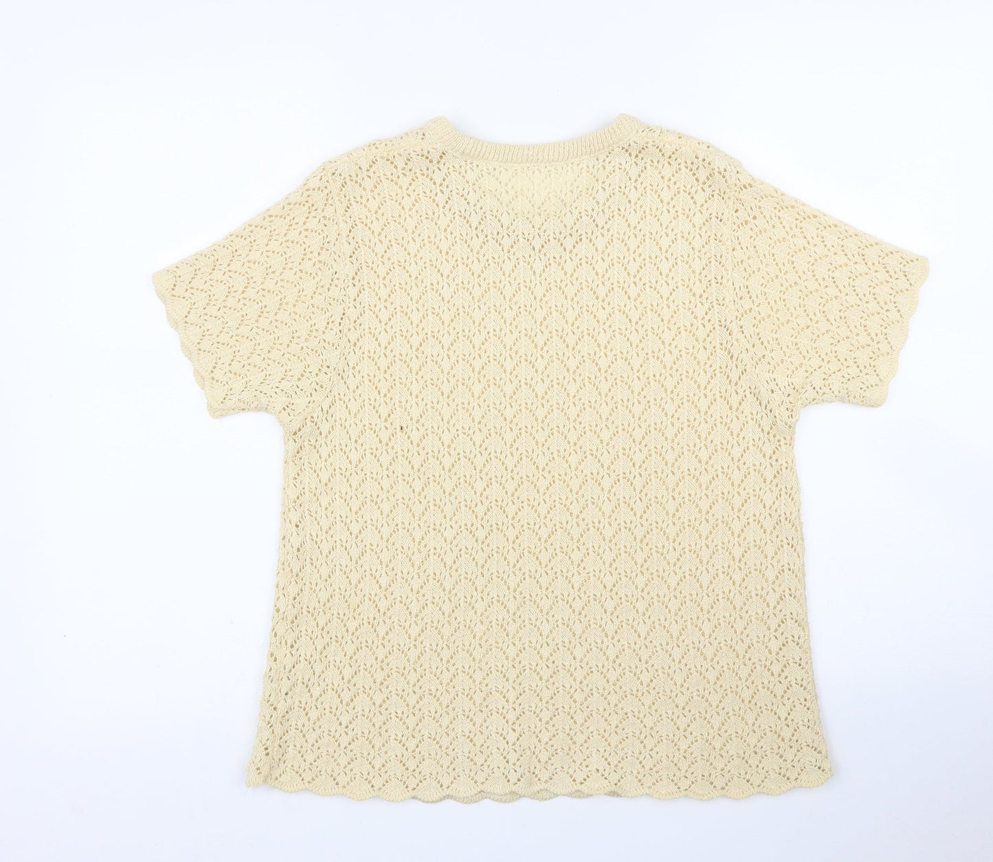 Womens UK Size L Preworn Beige Basic T-Shirt