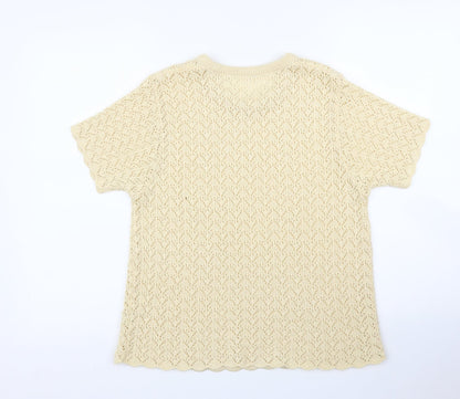 Womens UK Size L Preworn Beige Basic T-Shirt