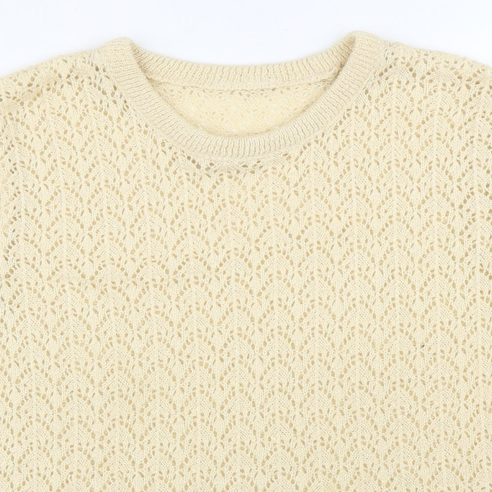 Womens UK Size L Preworn Beige Basic T-Shirt