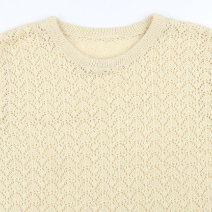 Womens UK Size L Preworn Beige Basic T-Shirt
