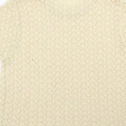 Womens UK Size L Preworn Beige Basic T-Shirt