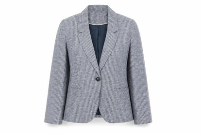 Bonmarché Womens Blue Striped Jacket Blazer Size 12