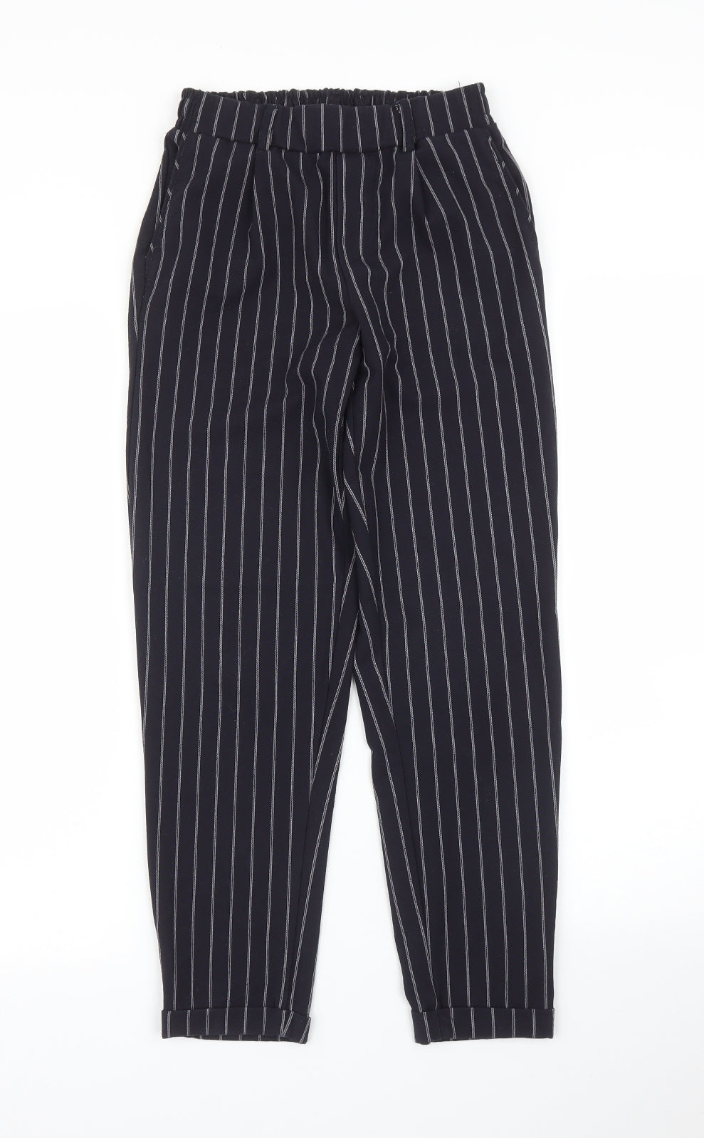 Womens UK Size XS Bershka Regular Fit Carrot Blue Trousers