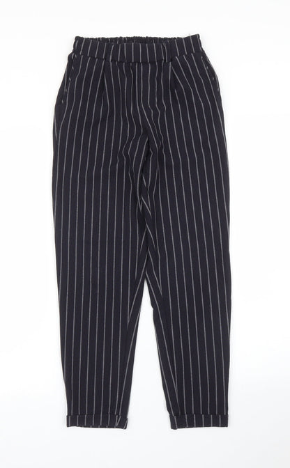 Womens UK Size XS Bershka Regular Fit Carrot Blue Trousers