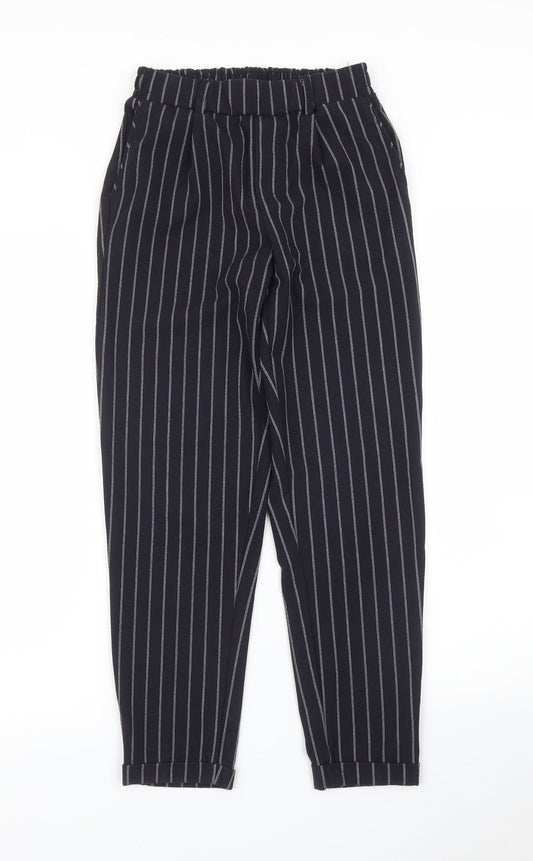 Bershka Womens Blue Striped  Carrot Trousers Size XS L24 in