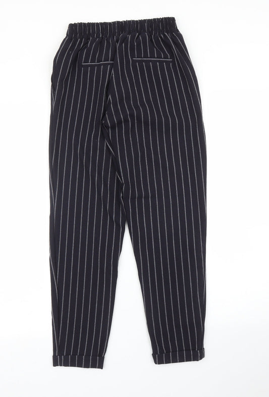 Bershka Womens Blue Striped  Carrot Trousers Size XS L24 in