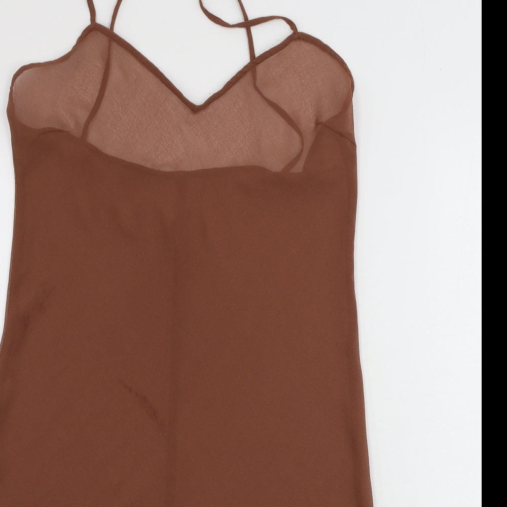 Womens UK Size M Preworn Brown Basic Blouse