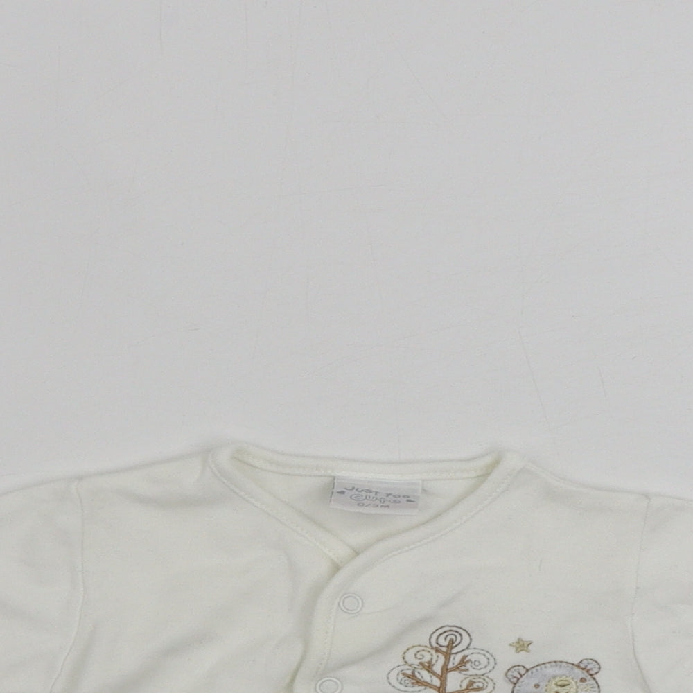 Close-up detail of JUST TOO CUTE Baby White Jacket