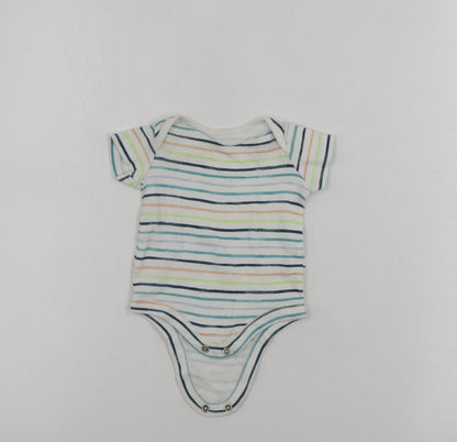 TU Boys White Striped  Babygrow One-Piece Size Newborn