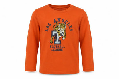 Front view of Primark boys’ red basic t-shirt, size 6-7, years