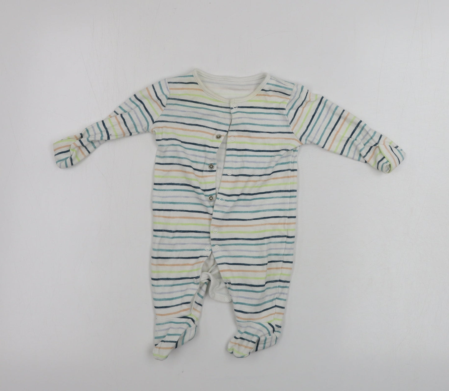 TU Boys White Striped  Babygrow One-Piece Size 0-3 Months