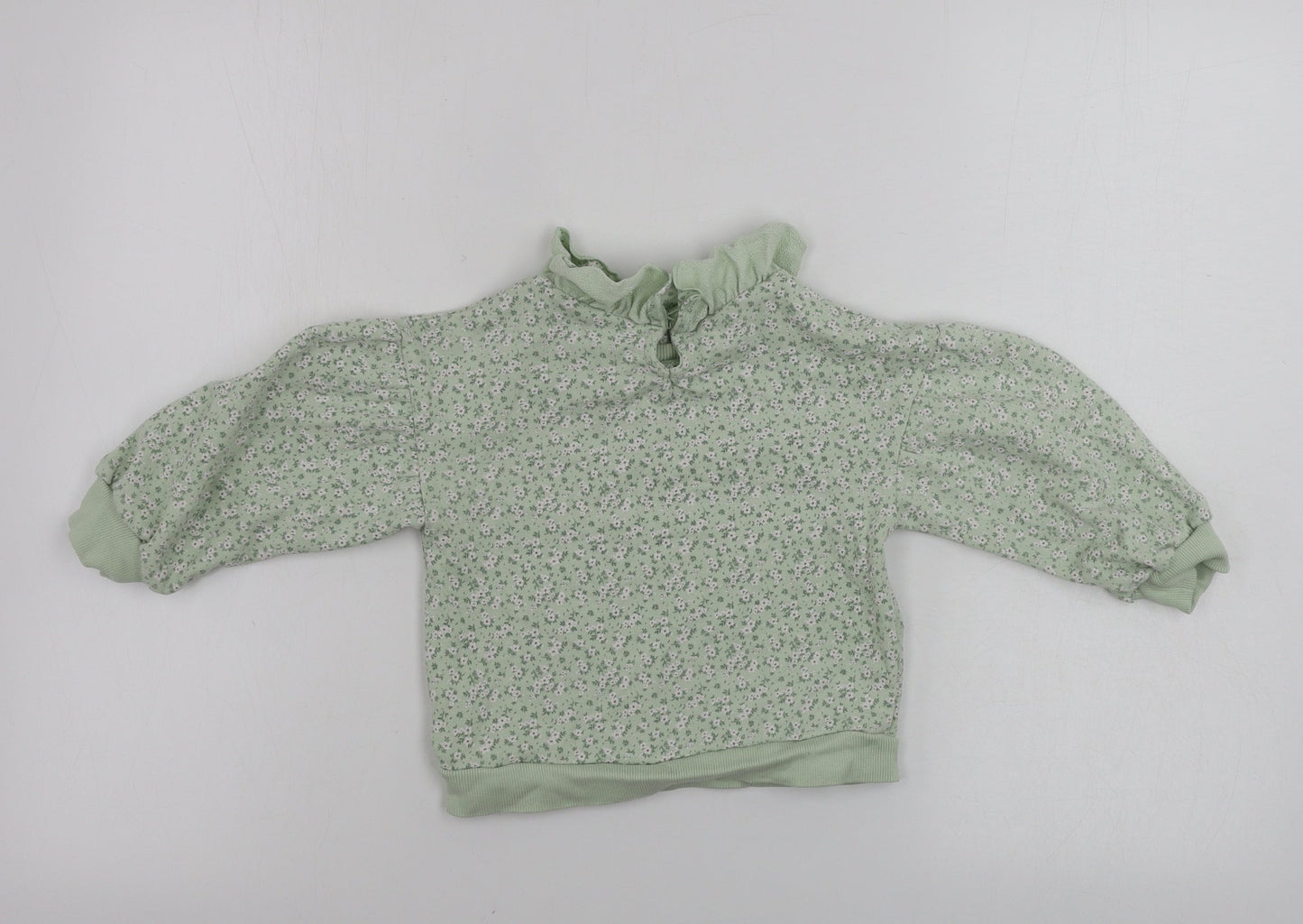George  Girls Green Floral  Pullover Jumper Size 2 Years