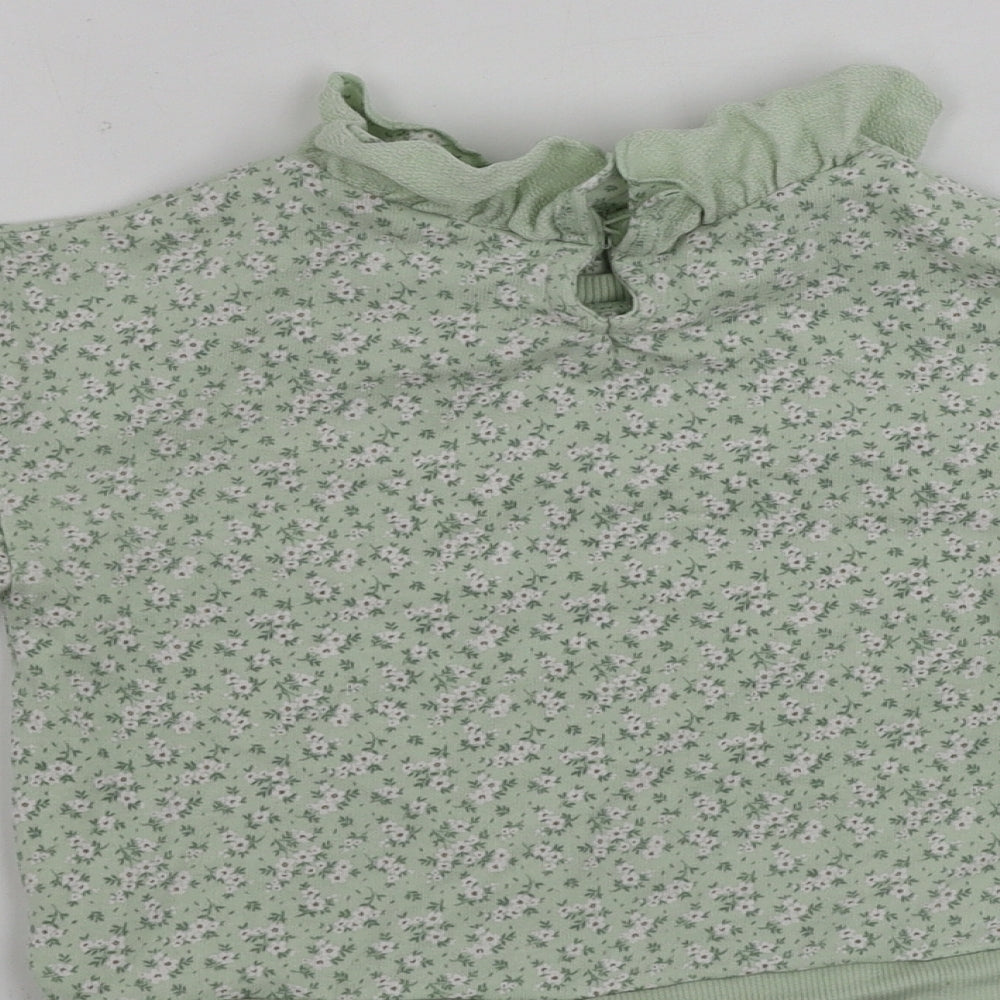 George  Girls Green Floral  Pullover Jumper Size 2 Years