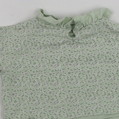 George  Girls Green Floral  Pullover Jumper Size 2 Years