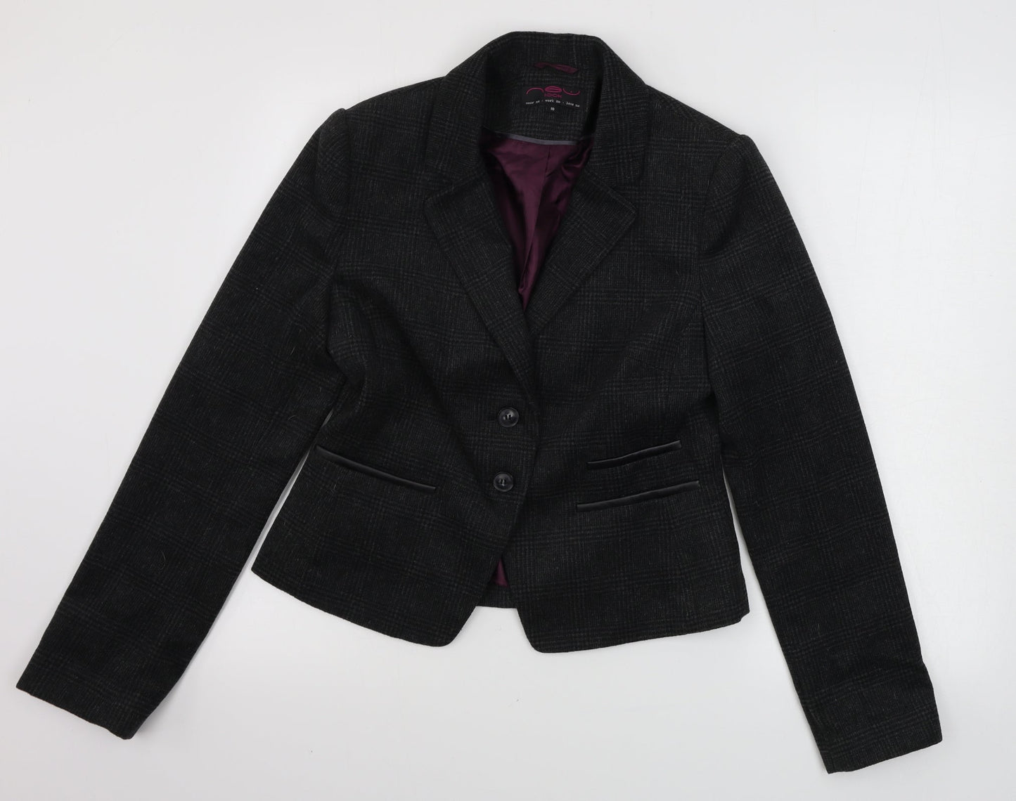 New Look  Womens Grey Check  Jacket Blazer Size 12