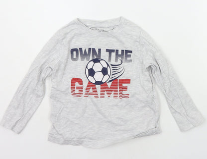 Additional front view of Primark boys’ grey basic t-shirt, size 2-3, years