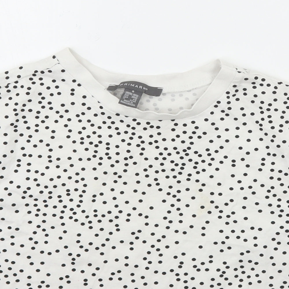 New Look Womens White Polka Dot  Basic T-Shirt Size S