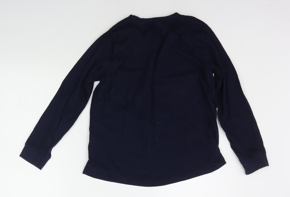 Back view of B&M women’s blue solid top pyjama top, size UK 12, - christams