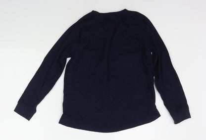 Back view of B&M women’s blue solid top pyjama top, size UK 12, - christams