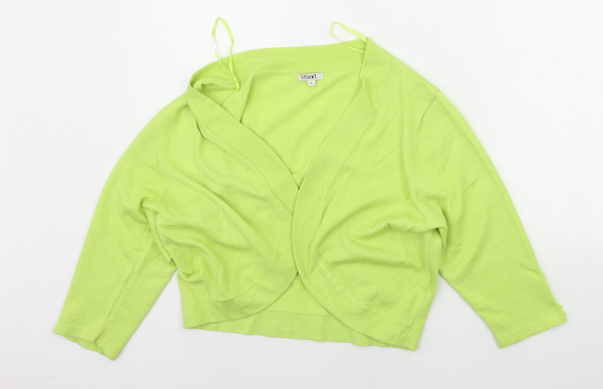 Additional front view of //text women’s yellow cardigan jumper, size L