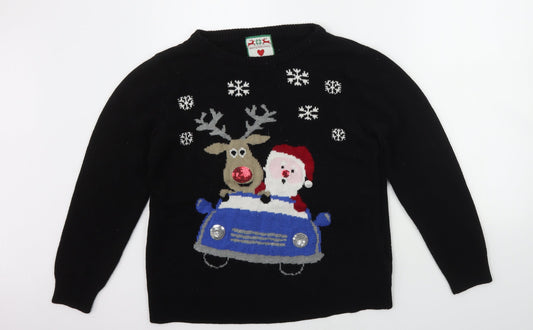 Preworn Mens Black   Pullover Jumper Size M  - Christams