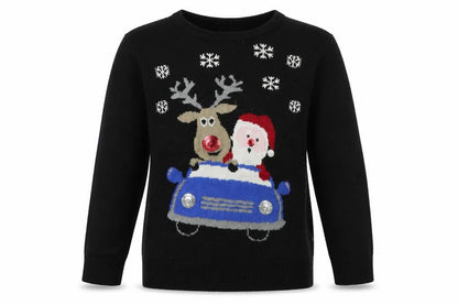Front view of Preworn men’s black jumper, size M, - christams