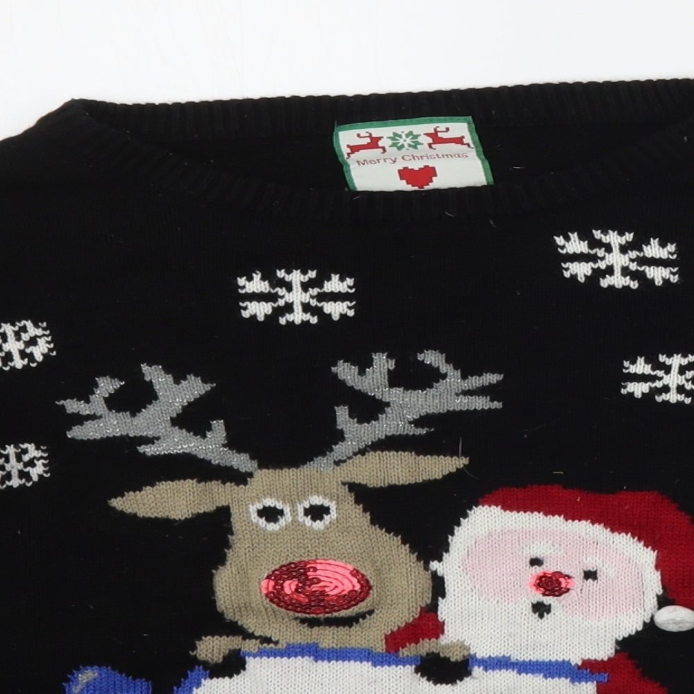 Preworn Mens Black   Pullover Jumper Size M  - Christams