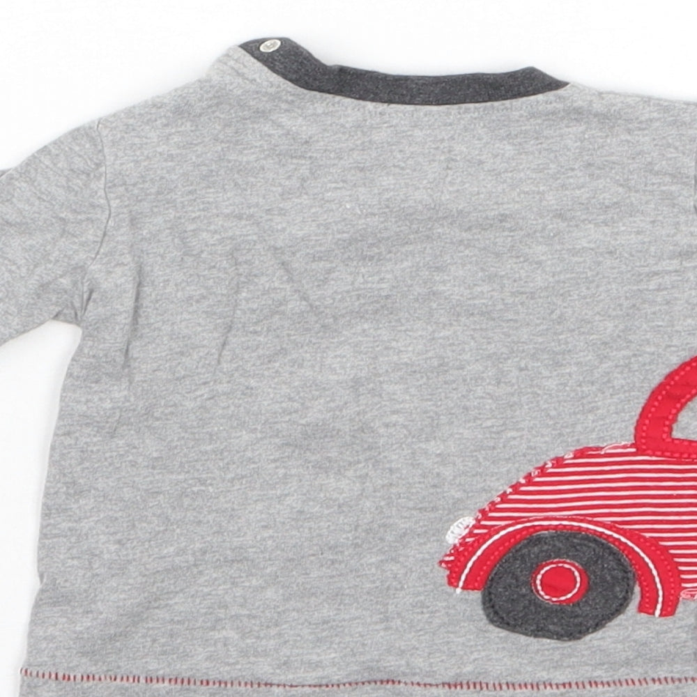 Brand and care label for Next boys’ grey basic t-shirt, size 0-3, months