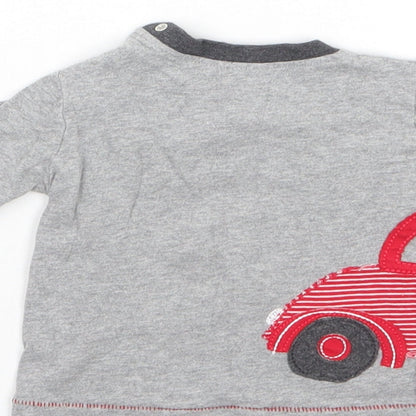 Brand and care label for Next boys’ grey basic t-shirt, size 0-3, months